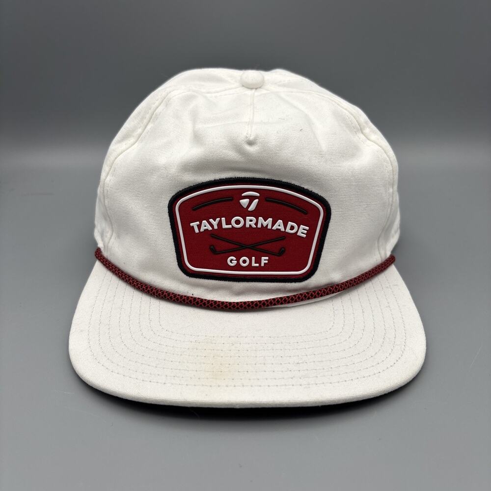 Taylor Made Lifestyle Daytona Rope Snapback Hat Golf Cap White Red Logo Regular